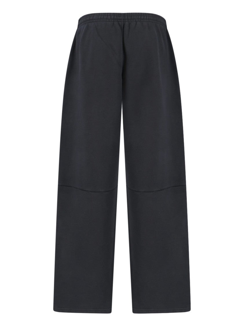 Alexander Wang High-Waisted Black Cotton Sweatpants With Logo Embroidery