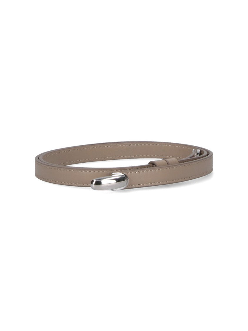 Savette Beige Slim Belt With Smooth Finish