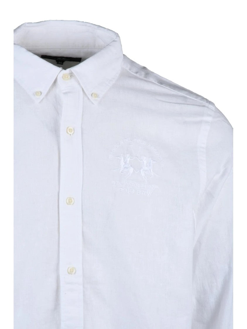 La Martina White Cotton Linen Shirt