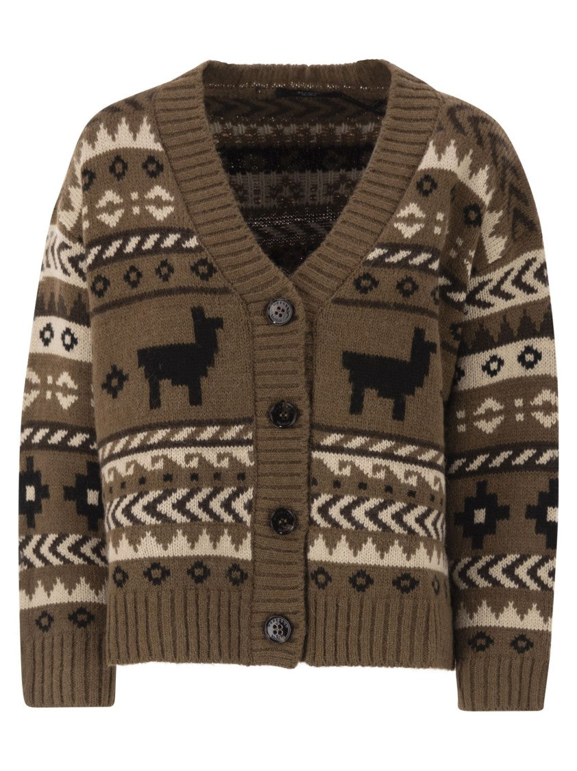 Max Mara Ovatta - Jacquard Cardigan In Alpaca And Wool