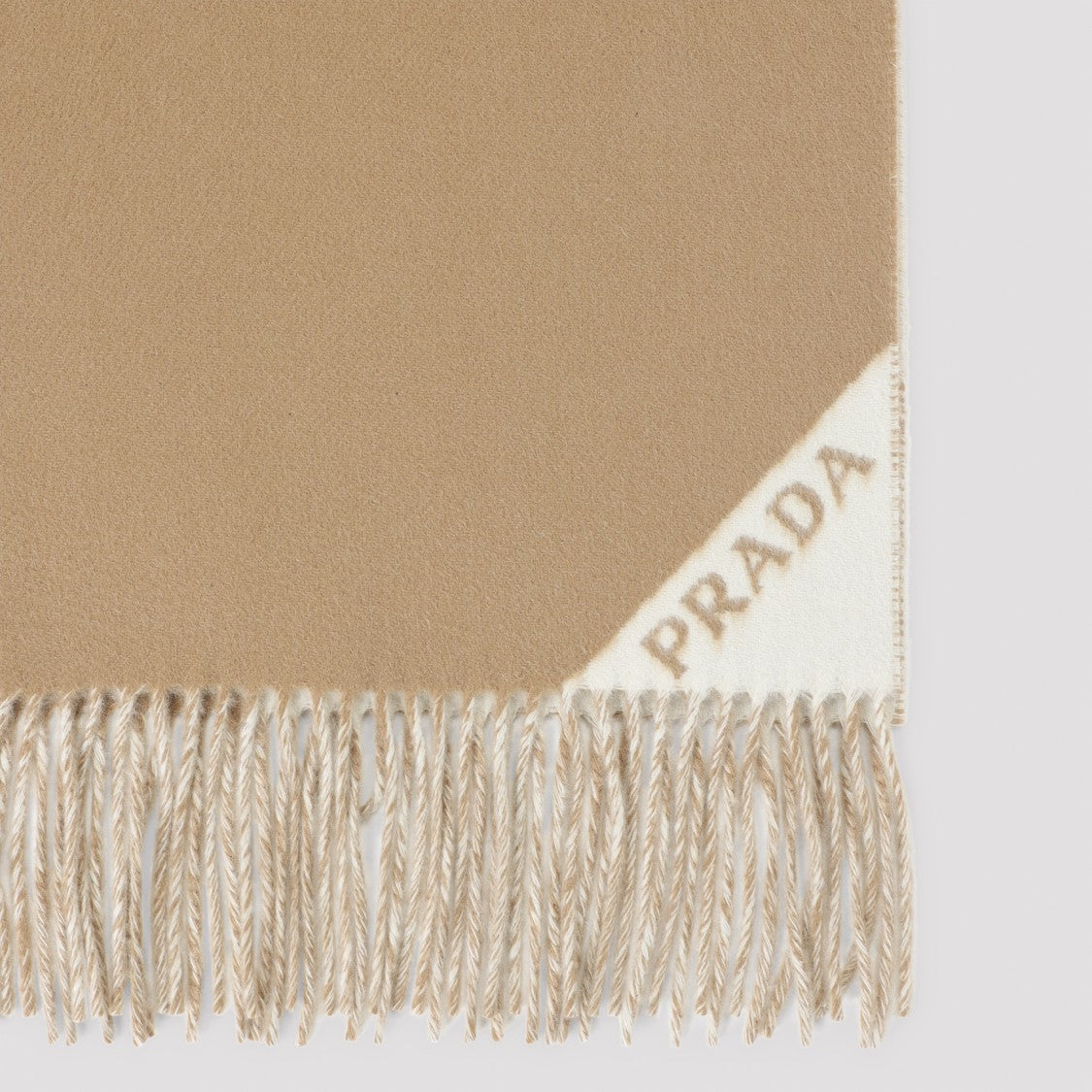 Prada Reversible Cashmere Scarf With Fringed Edges
