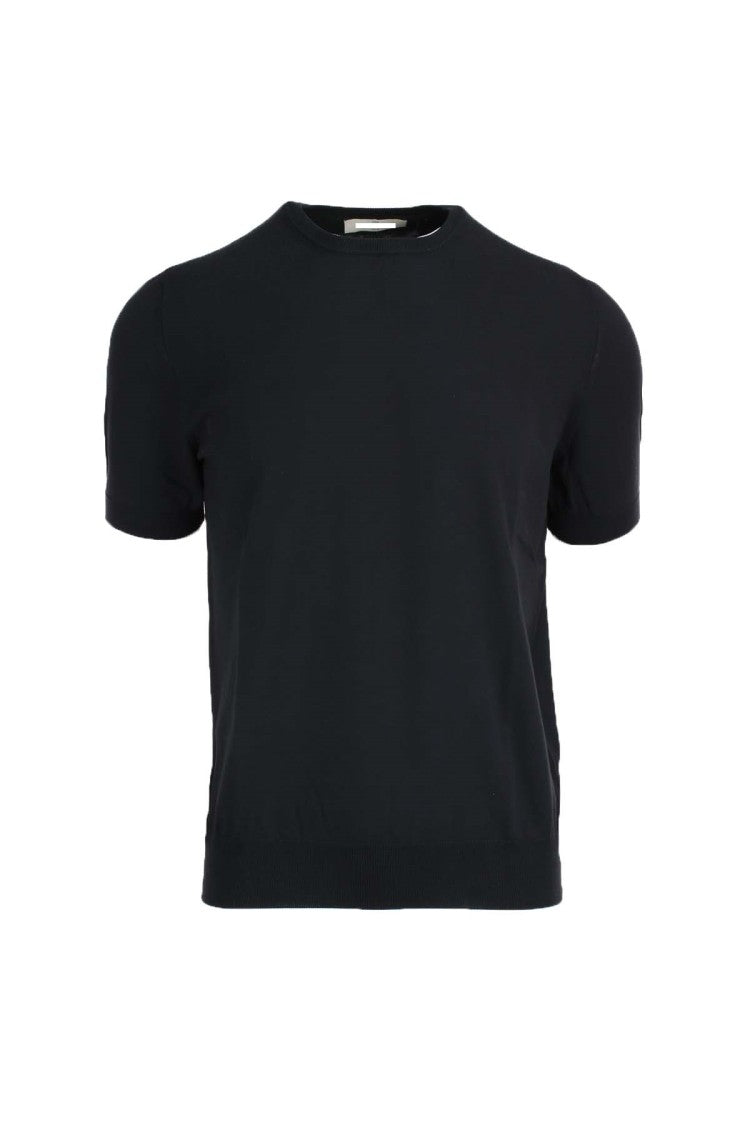 Paolo Fiorillo Capri Short-Sleeve Knit Top With Crew Neckline