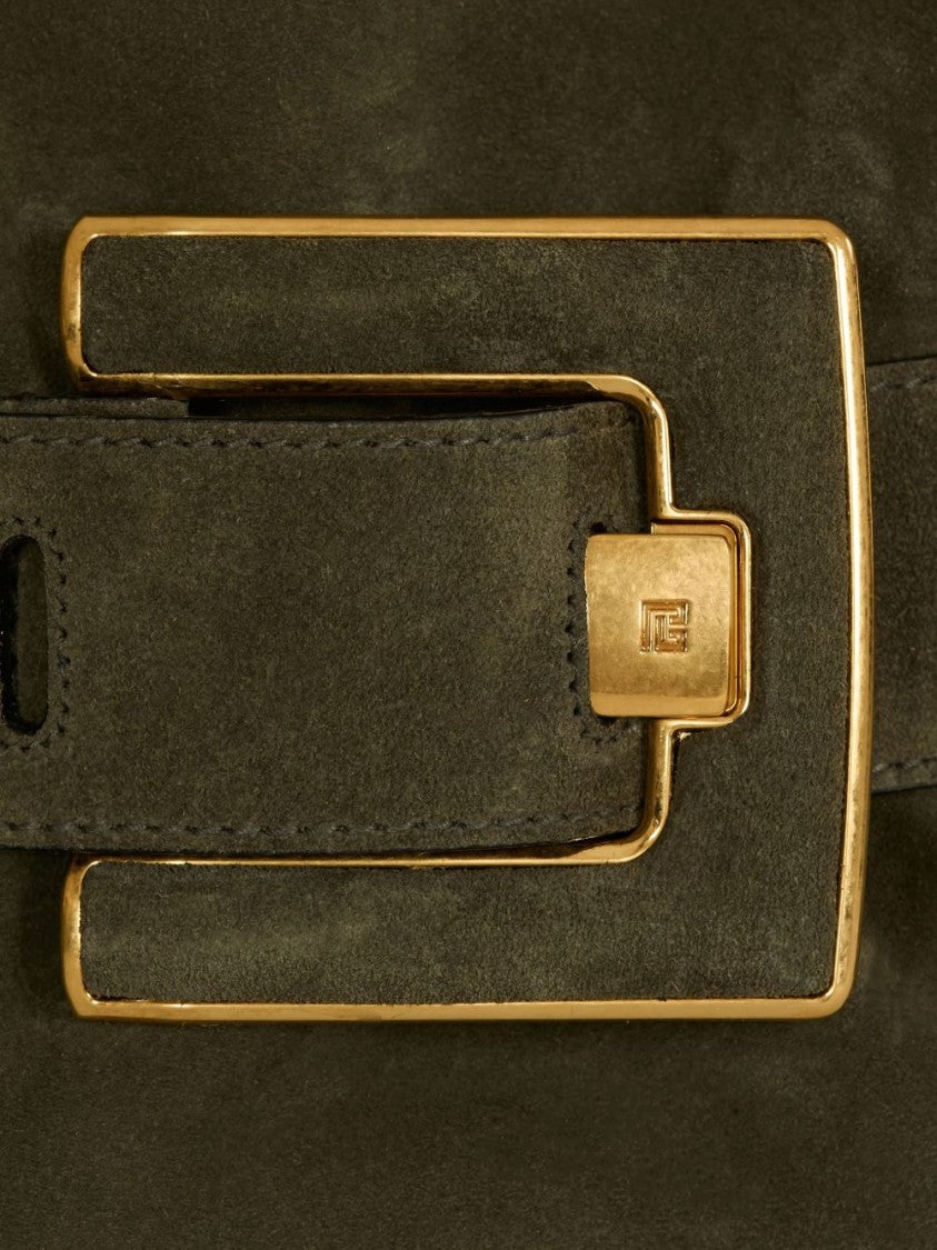 Balmain Green Calf Suede Gold Hardware Bag