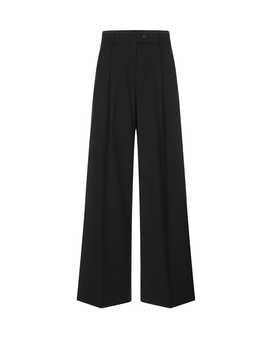 Sportmax Wide-Leg Stretch Wool Pants With Asymmetric Closure