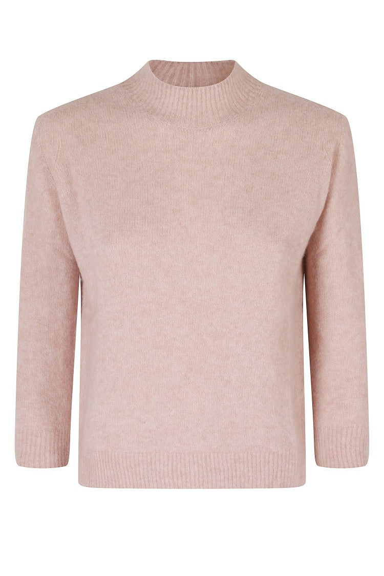 Roberto Collina Lupetto 3/4-Sleeve High-Neck Cashmere-Blend Sweater