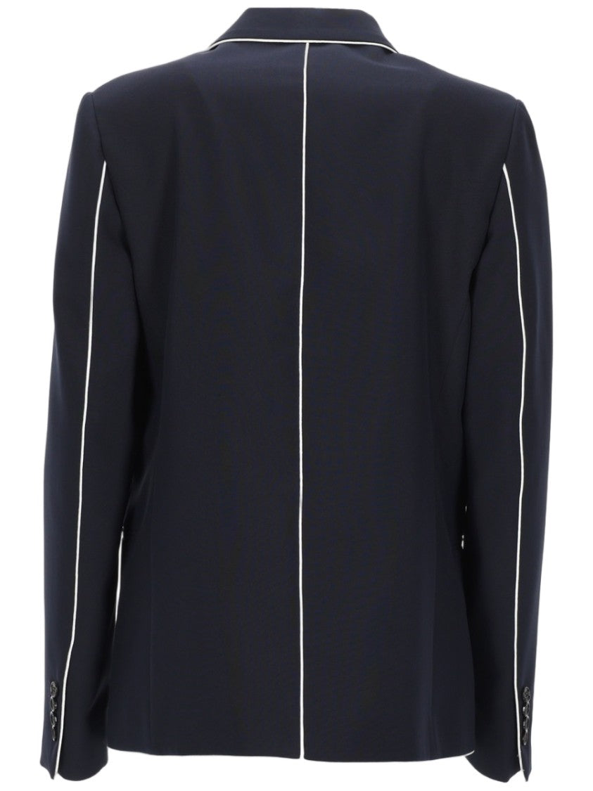 Golden Goose Tailored Navy Blazer With Contrasting White Piping