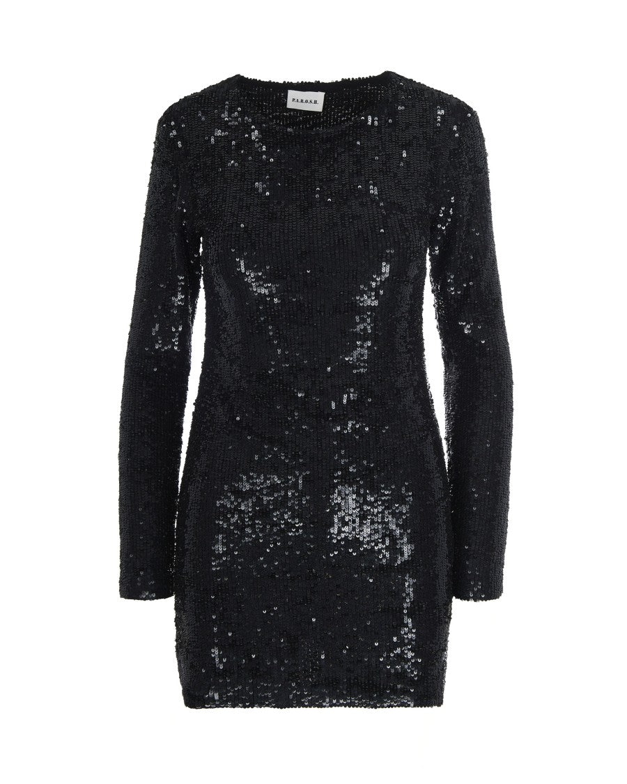 P.A.R.O.S.H. Black Sequin Mini Dress