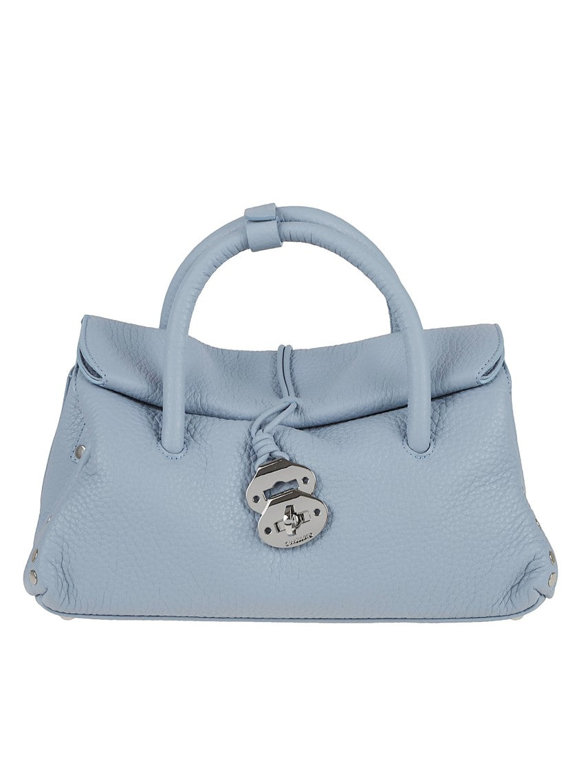 Zanellato Structured Blue Pebbled Leather Shoulder Bag