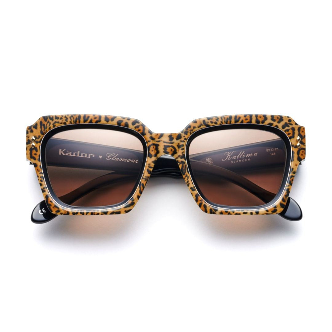 Kador Kallima Glamour Bold Leopard Print Square Sunglasses