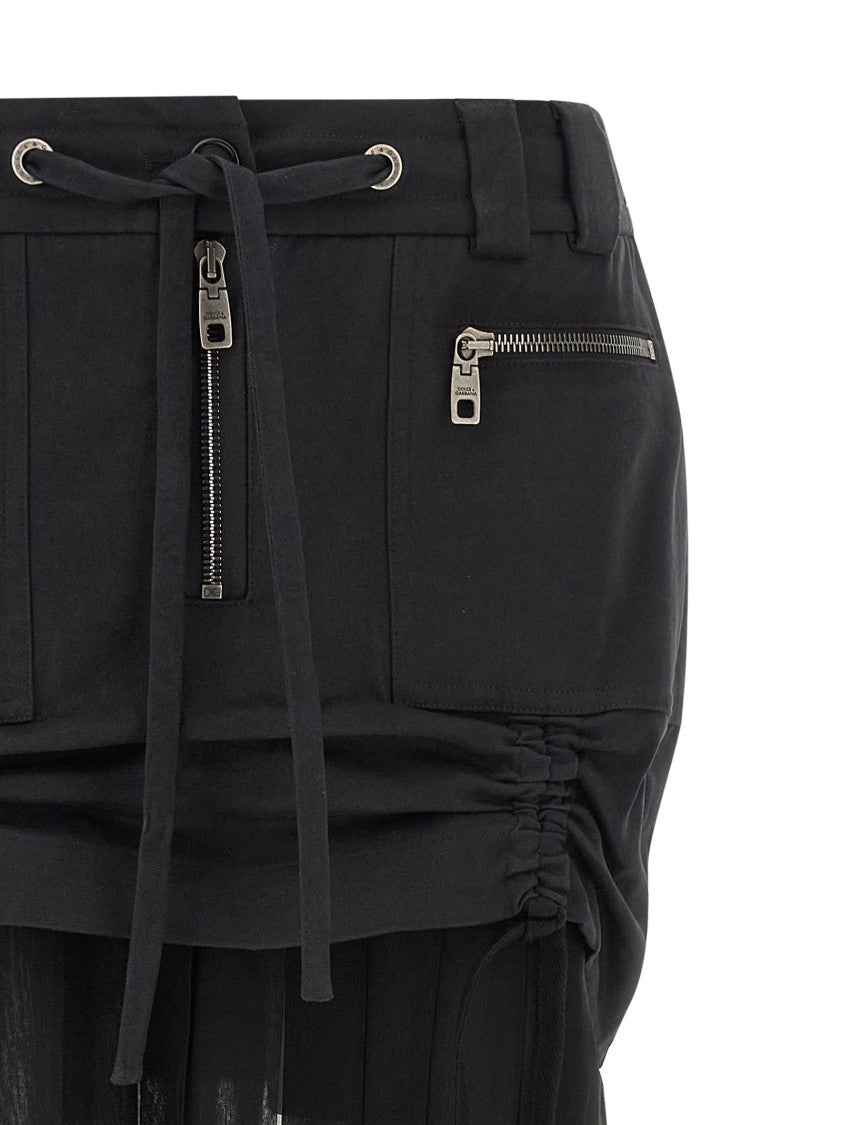 Dolce & Gabbana Twill And Chiffon Skirt
