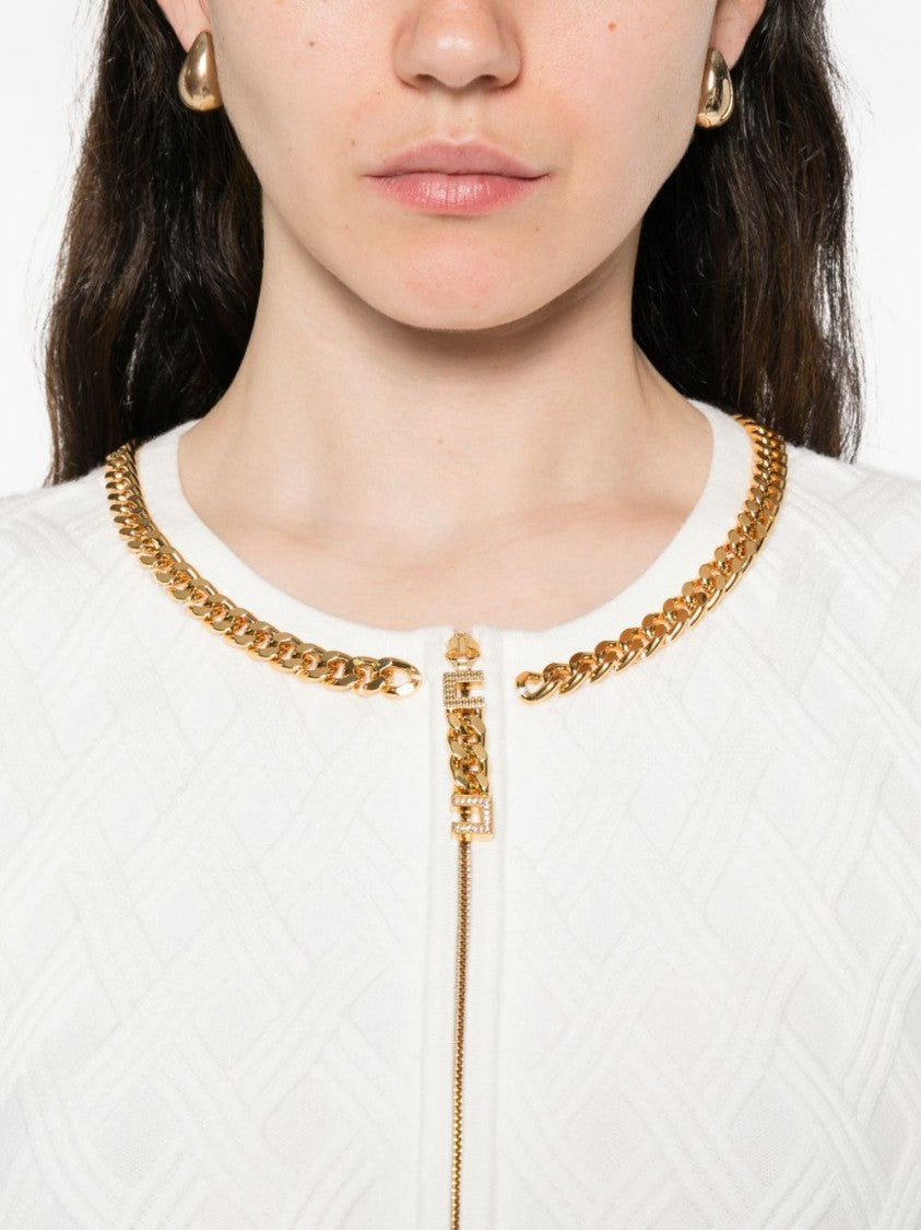 Elisabetta Franchi Fitted Mini Dress With Gold Chain Detail