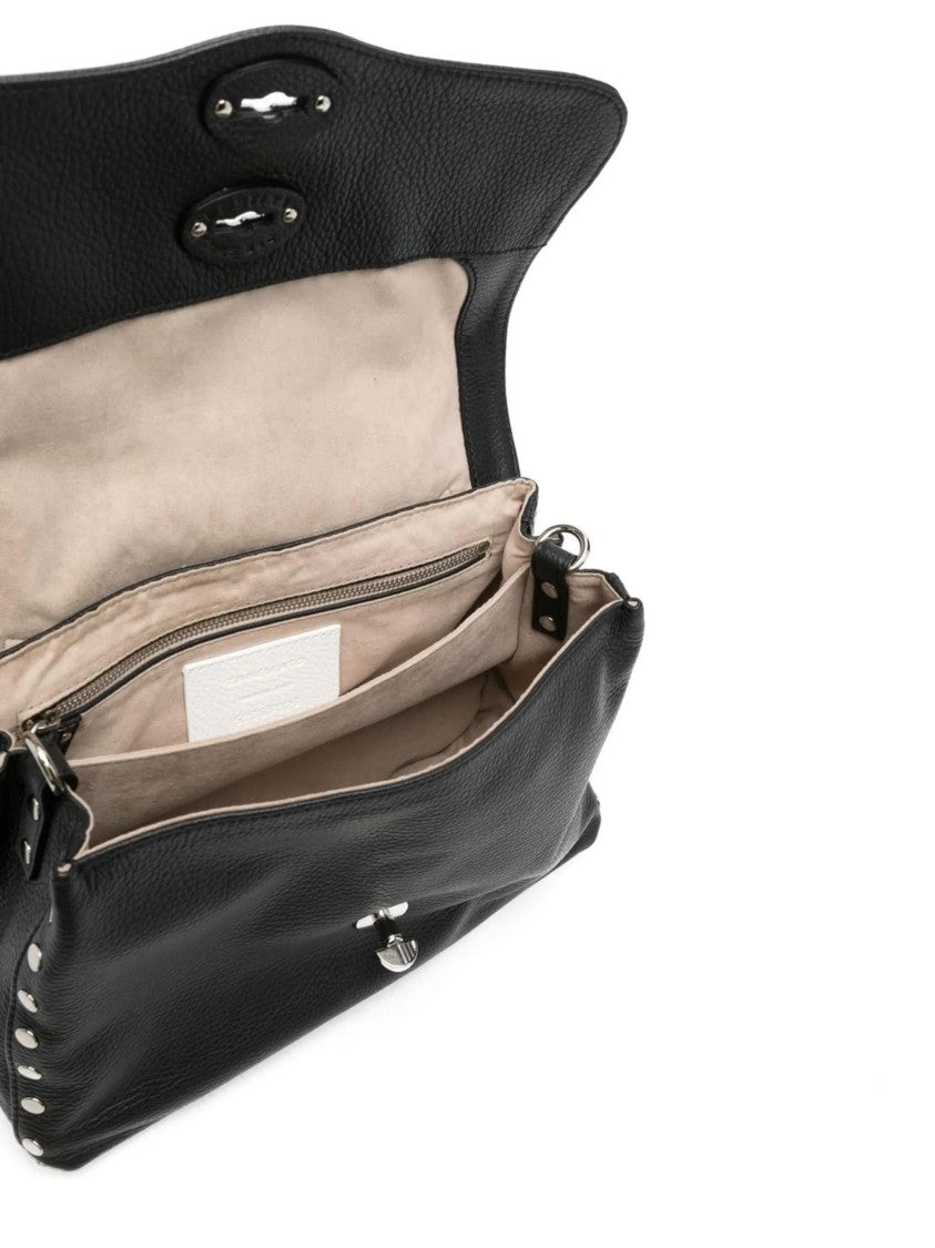 Zanellato Structured Black Pebbled Leather Handbag