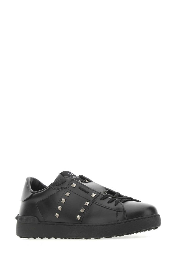 Valentino Garavani Black Leather Rockstud Untitled Sneakers