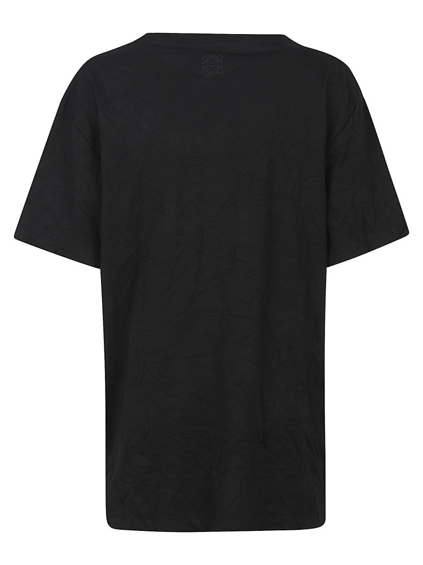 Loewe Textured Black T-Shirt With Adjustable Draping