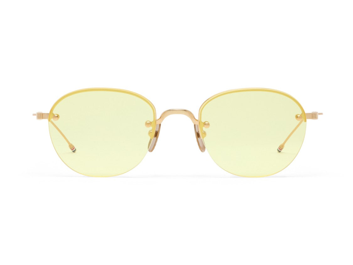 Thom Browne Gold Ues959a Yellow Tinted Round Metal Sunglasses