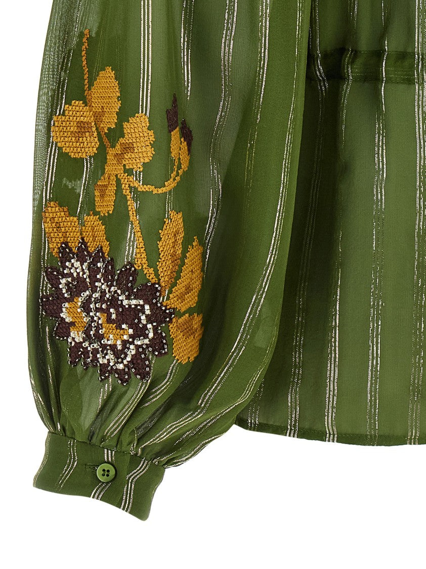 Valentino Garavani Embroidered Lurex Silk Shirt