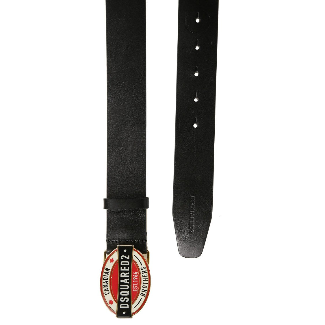 Dsquared2 Black Leather Belt With Bold Oval Buckle