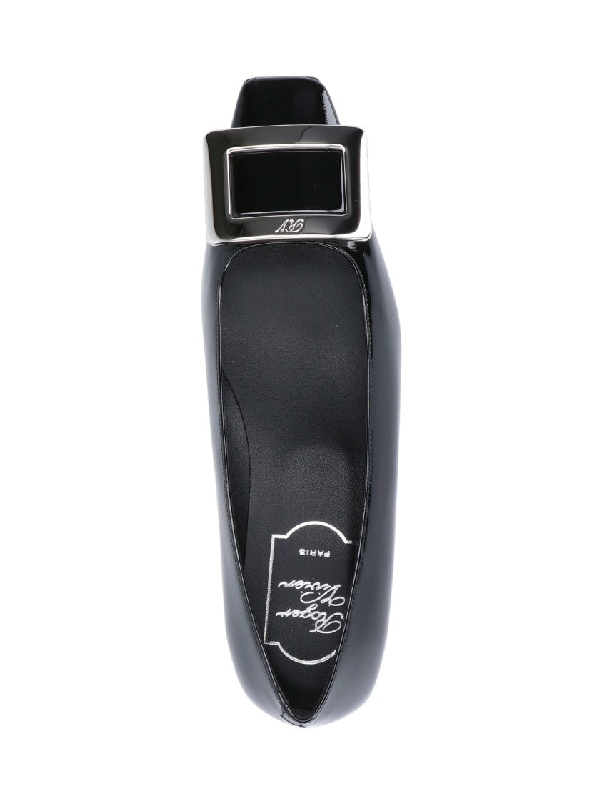 Roger Vivier Black Belle Vivier Patent Leather Flats