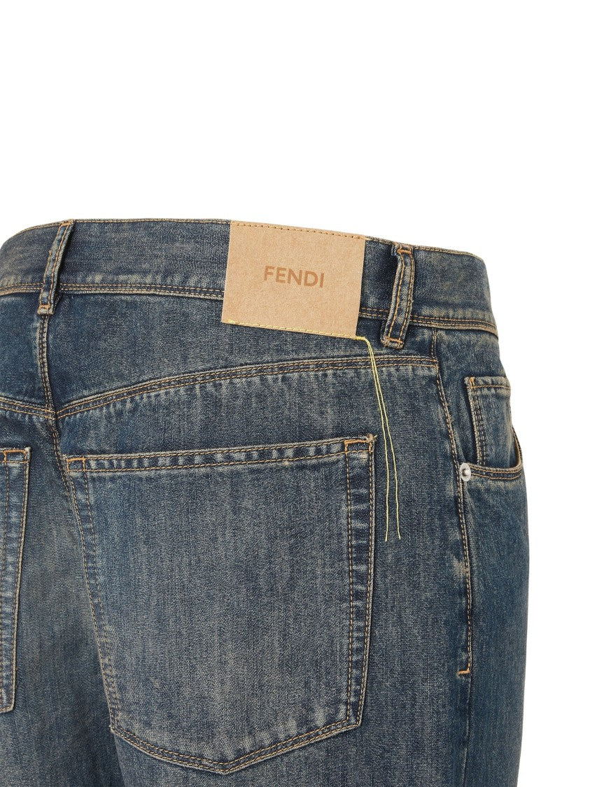 Fendi Blue Bananatex Vintage-Wash Denim Jeans