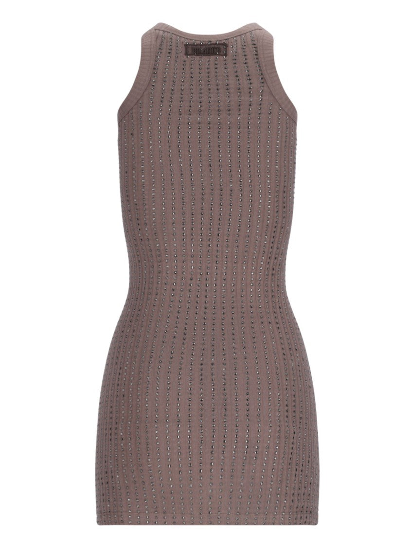 The Attico Crystal Mini Dress – Brown
