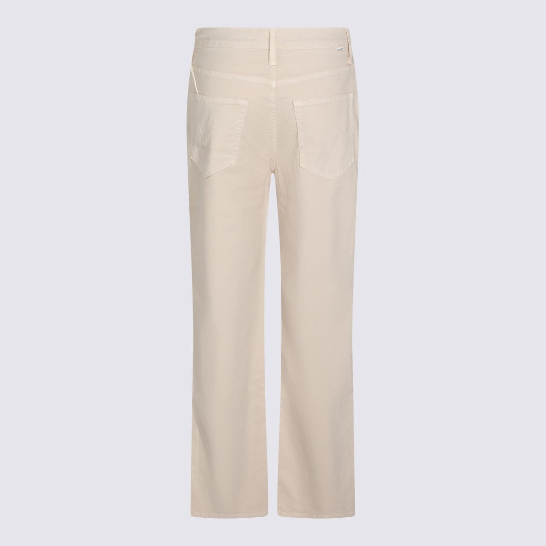 Mother High Waist Beige Cotton Straight-Leg Jeans