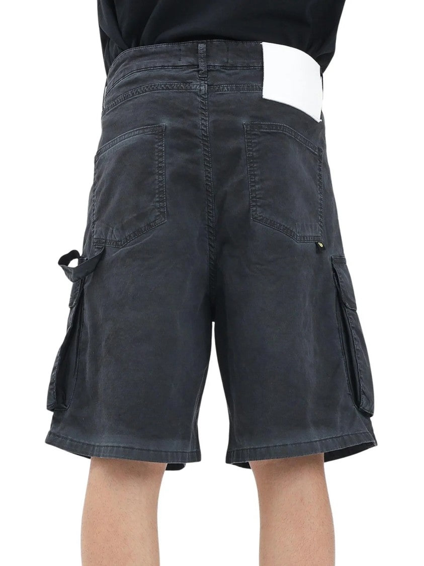 Barrow Black Stretch Cotton Cargo Bermuda Shorts