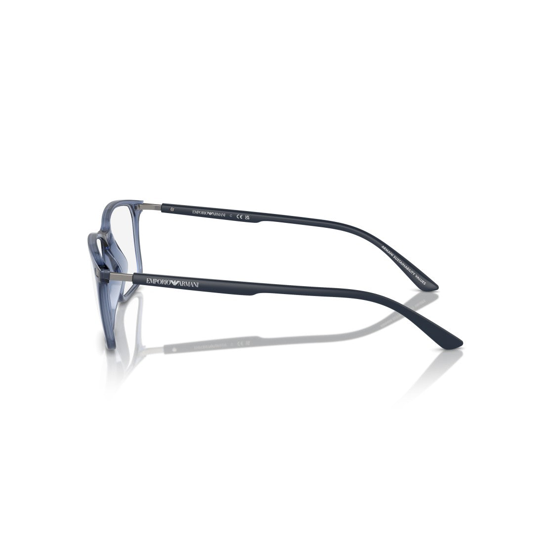Emporio Armani 0Ea3237 Translucent Blue Rectangular Sunglasses With Slim Temples