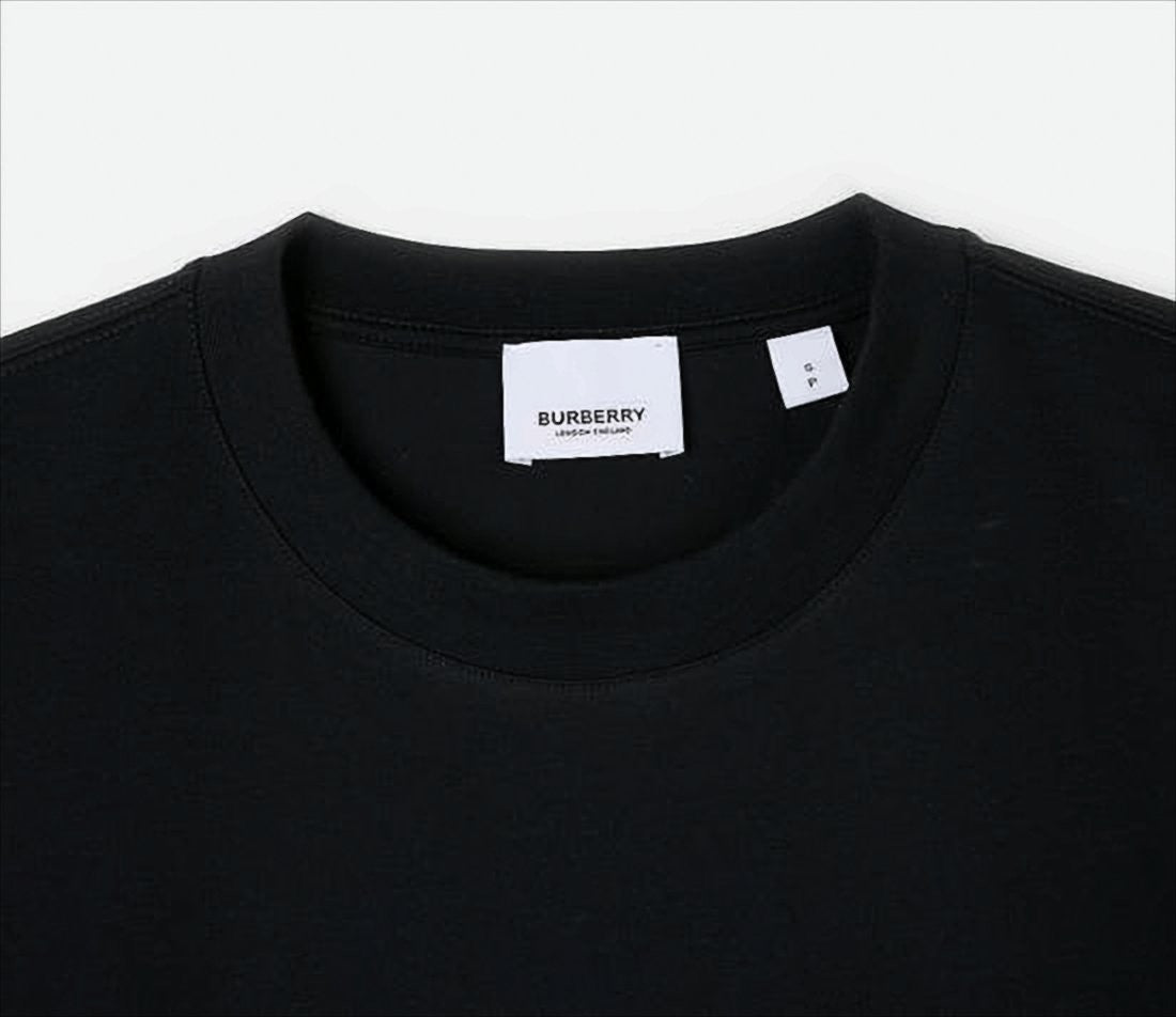 Burberry Black T-Shirt With Distinctive Plaid Short Sleeves