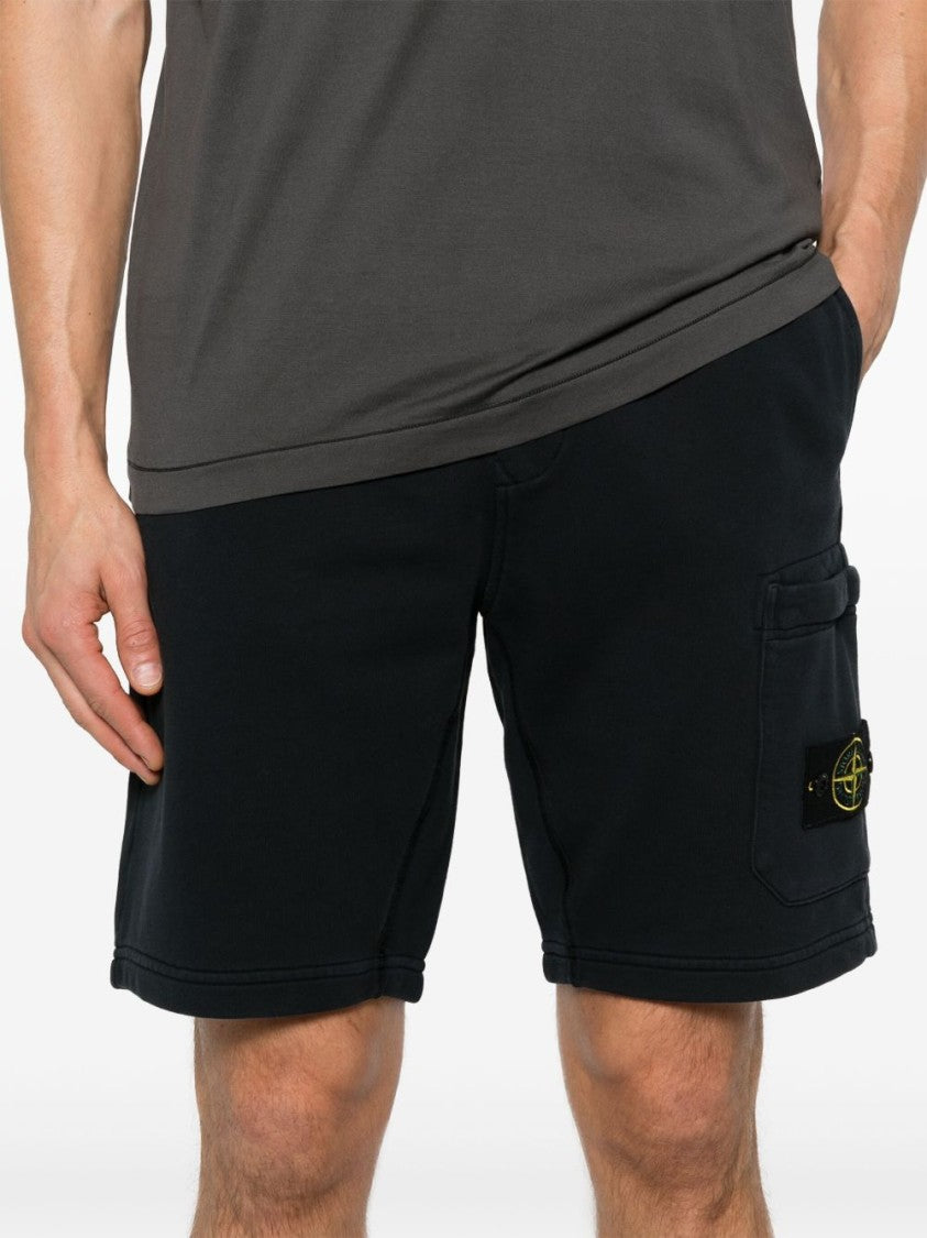 Stone Island Relaxed Fit Cotton Shorts With Signature Patch Detail