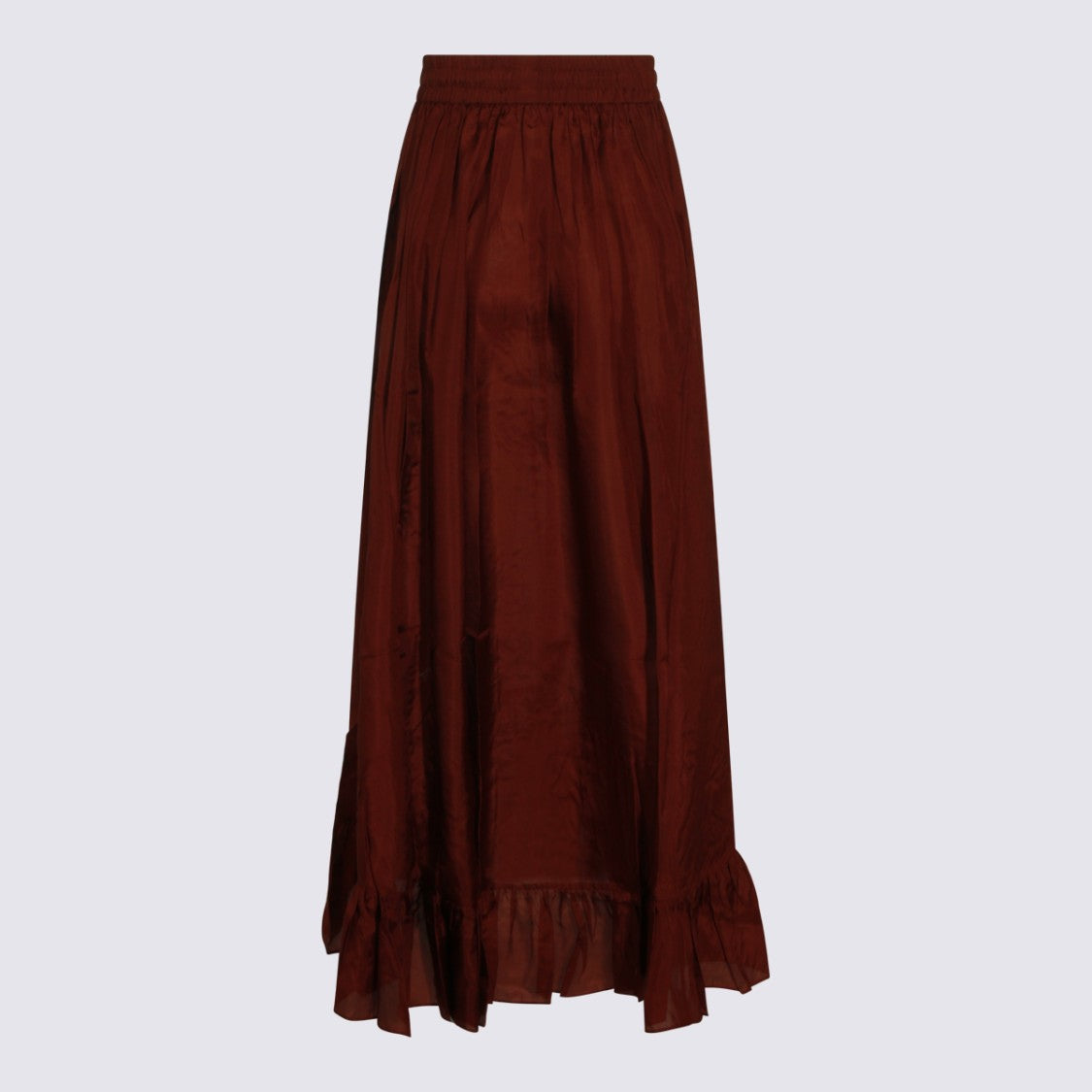 Zimmermann Flowing Brown Skirt With Ruffled Hem And Drawstring Waist
