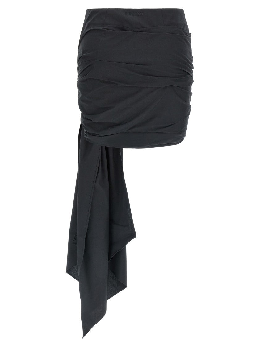 The Attico Cotton Mini Skirt With Curled Sash