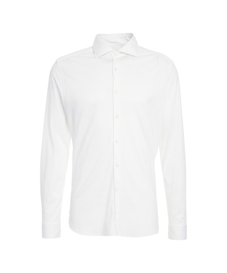 Guglieminotti Long Sleeve White Shirt With Kent Collar And Buttoned Cuffs