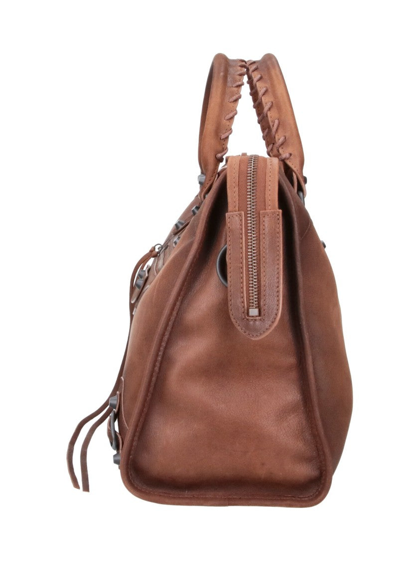 Balenciaga Medium Lamb Leather Shoulder Bag With Brass Accents