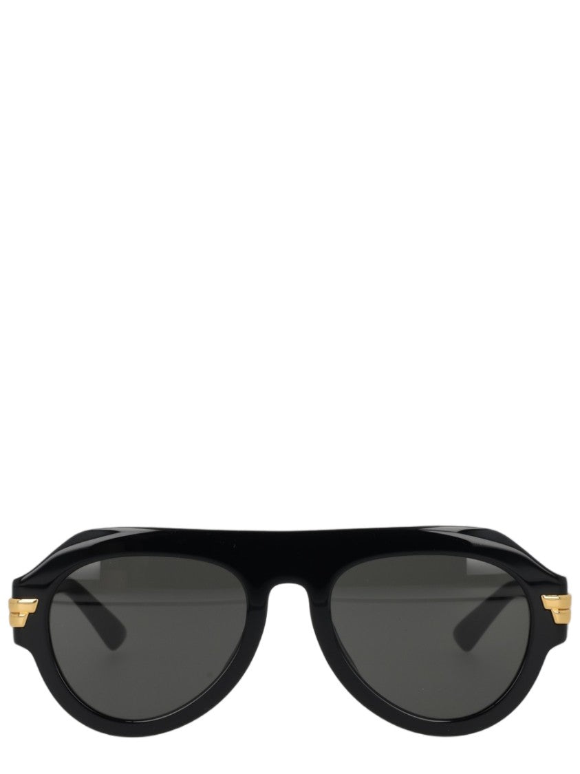 Bottega Veneta Black Acetate Aviator Sunglasses