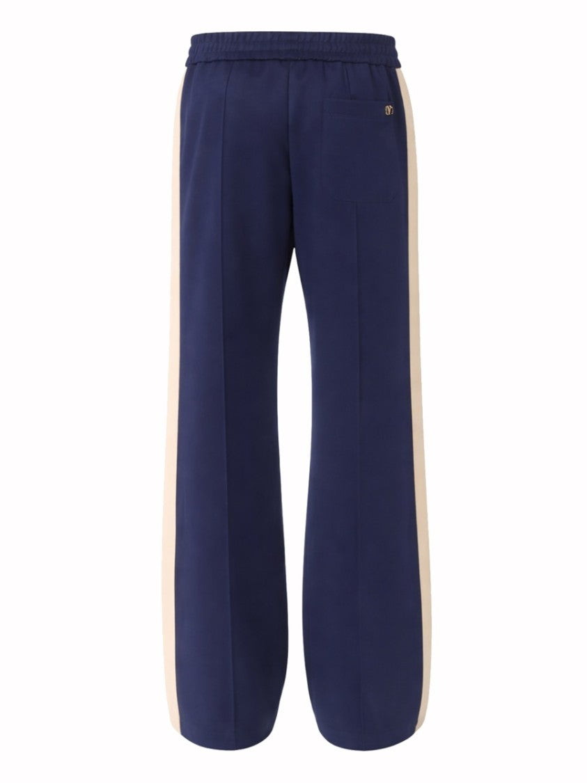 Valentino Relaxed Wide-Leg Pants With Contrasting Stripes