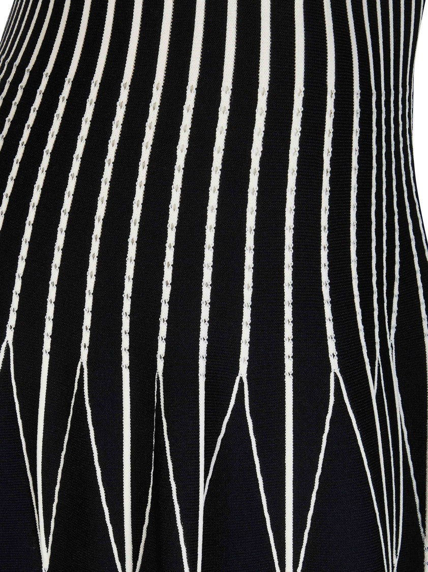 Elisabetta Franchi Black Geometric Flared Knitted Skirt