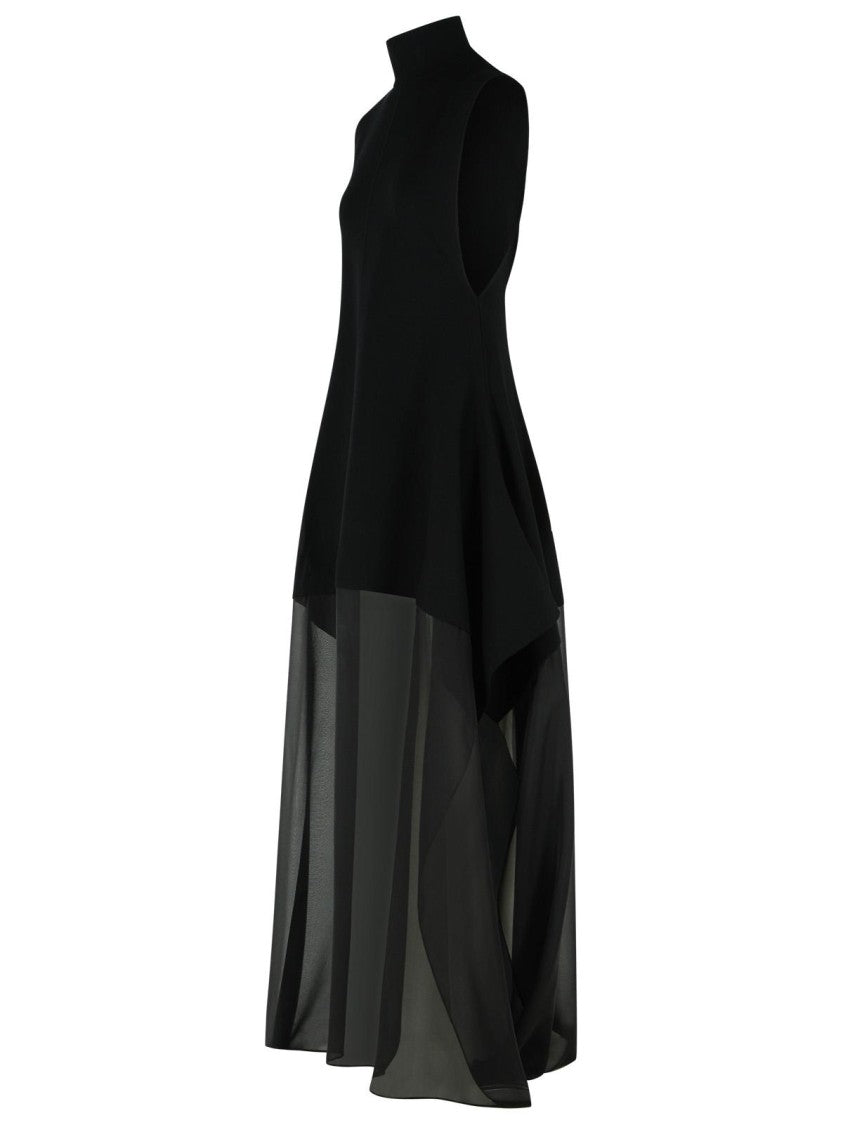 Sportmax Viscose Knit Dress With Black Silk Georgette Skirt