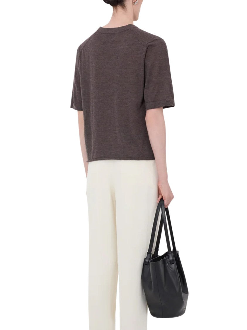 Loulou De Saison Boxy Short-Sleeved Cashmere Top With Crew Neckline