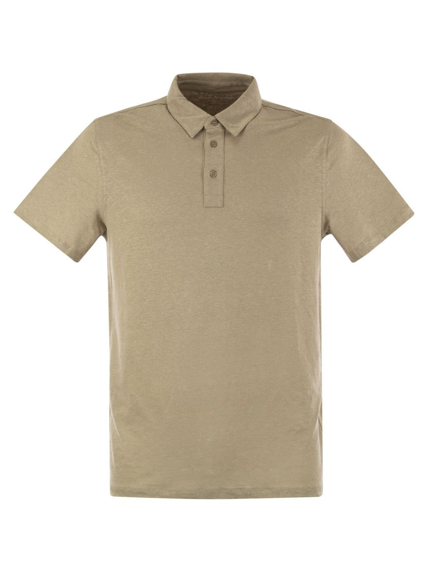 Majestic Linen Short-Sleeved Polo Shirt