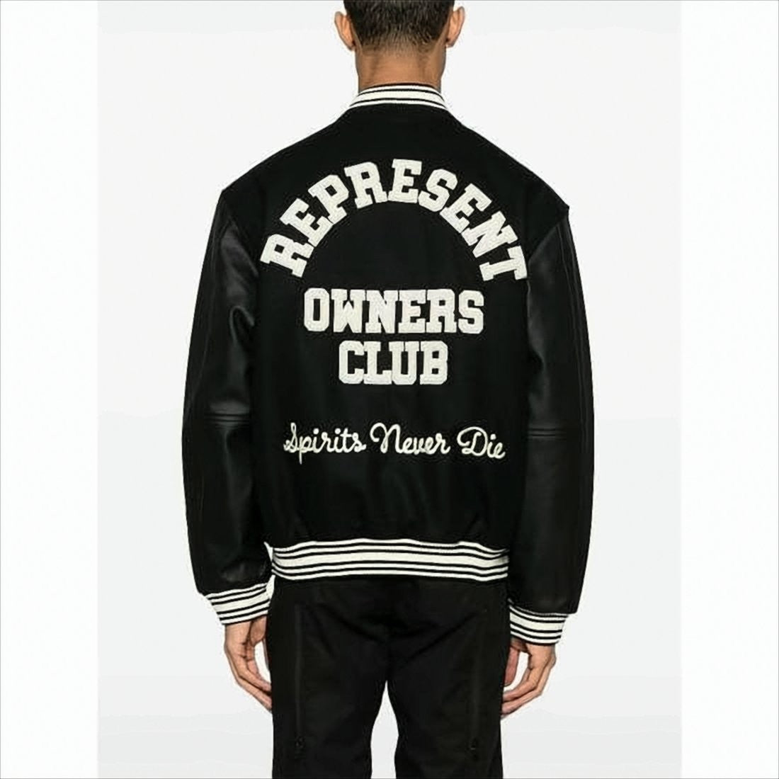 Represent Varsity-Style Jacket With Contrasting Leather Sleeves