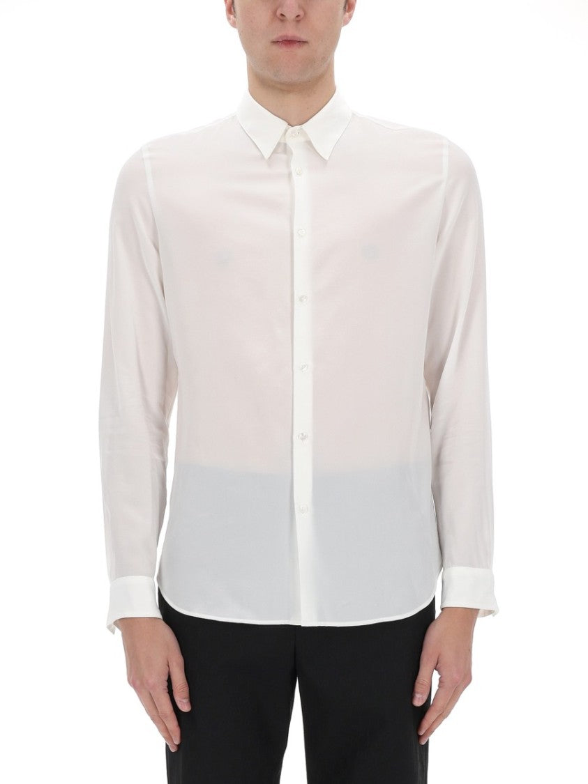 Gucci Long-Sleeve Pointed Collar Silk Shirt