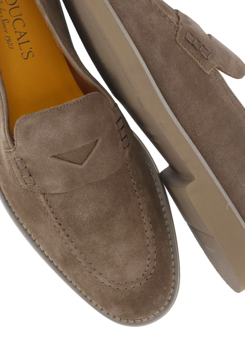 Doucal's Brown Suede Leather Loafers