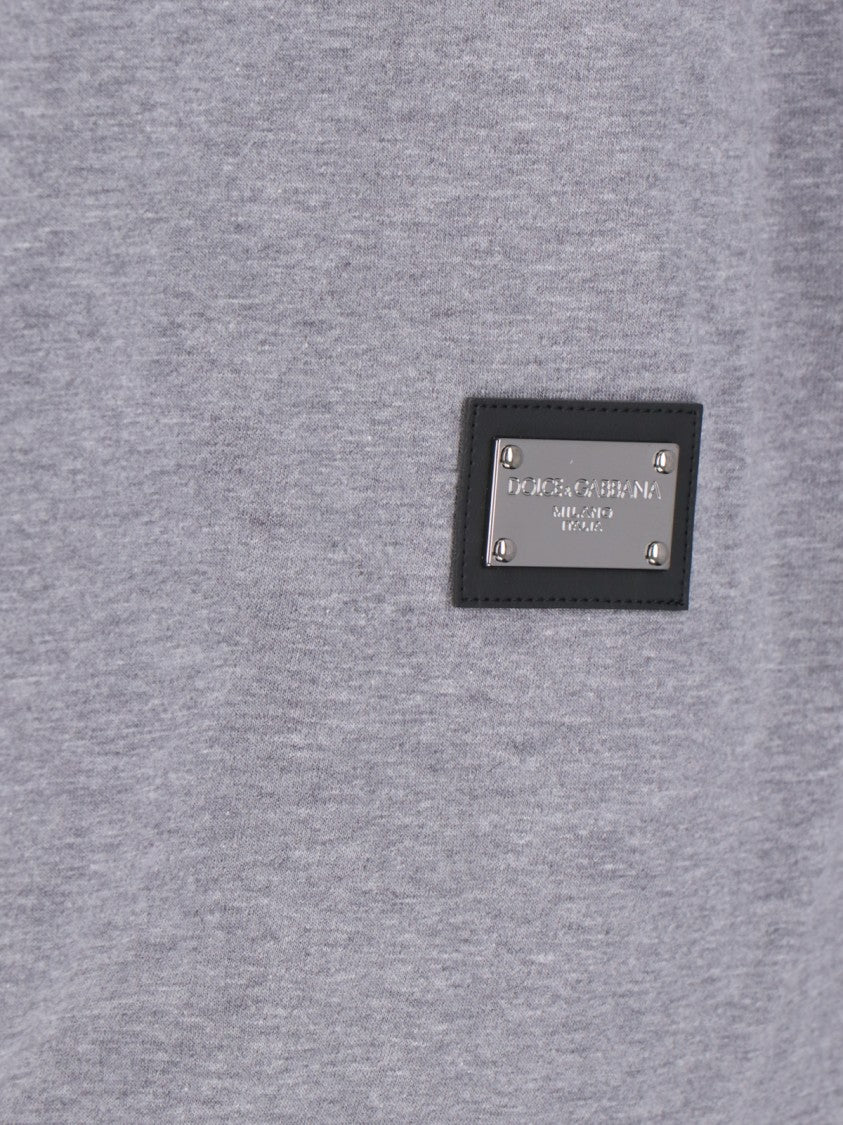 Dolce & Gabbana Logo T-Shirt With Plaque – Gray