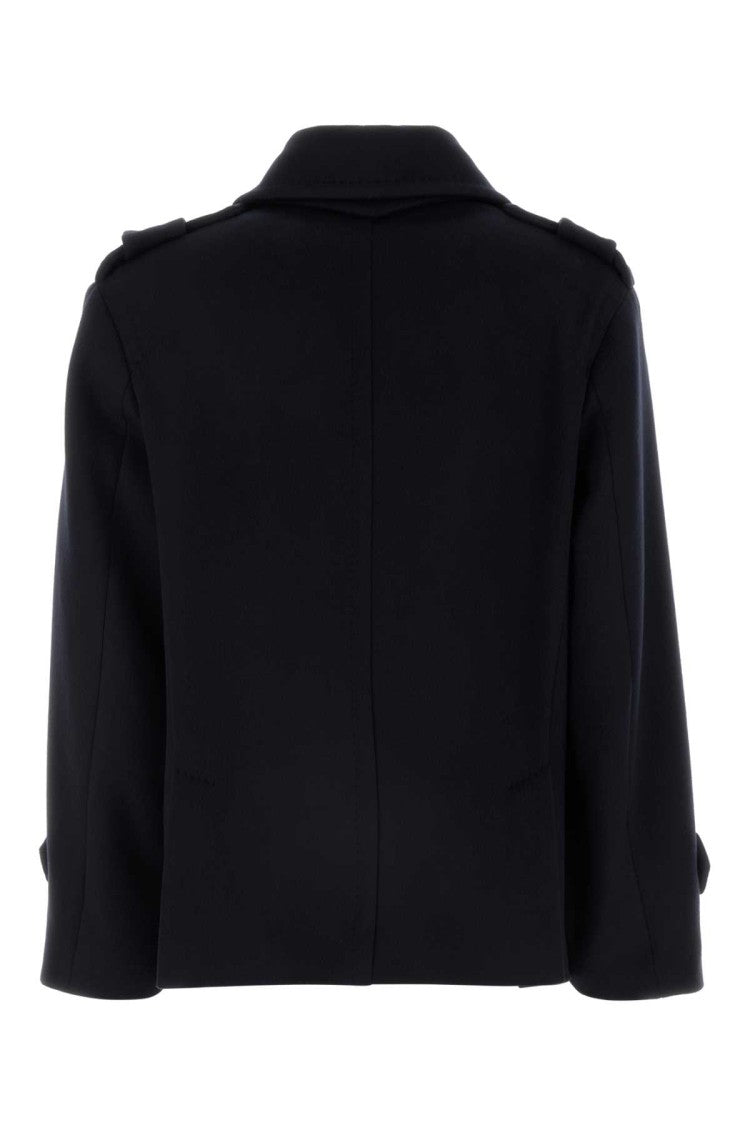 Max Mara Dark Blue Wool Blend Laveno Coat