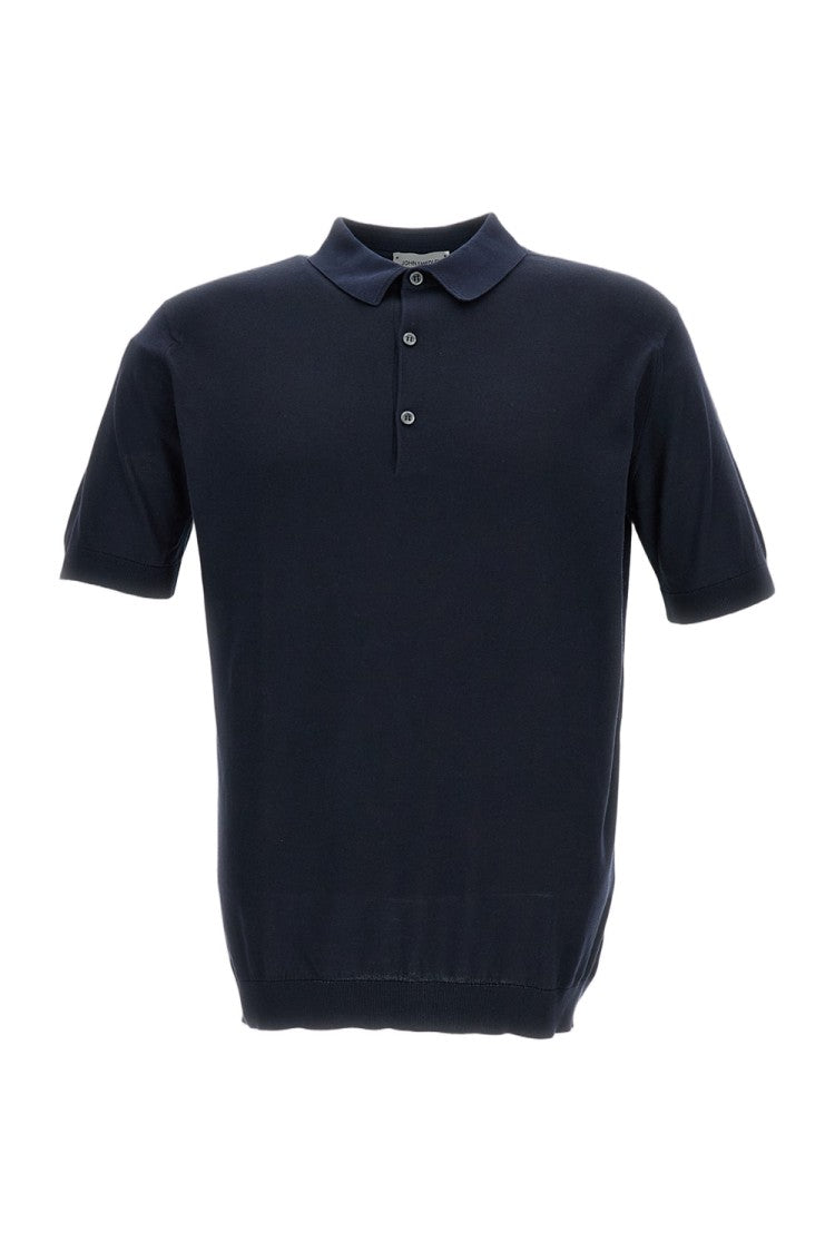 John Smedley Blue Relaxed Fit Cotton Polo T-Shirt