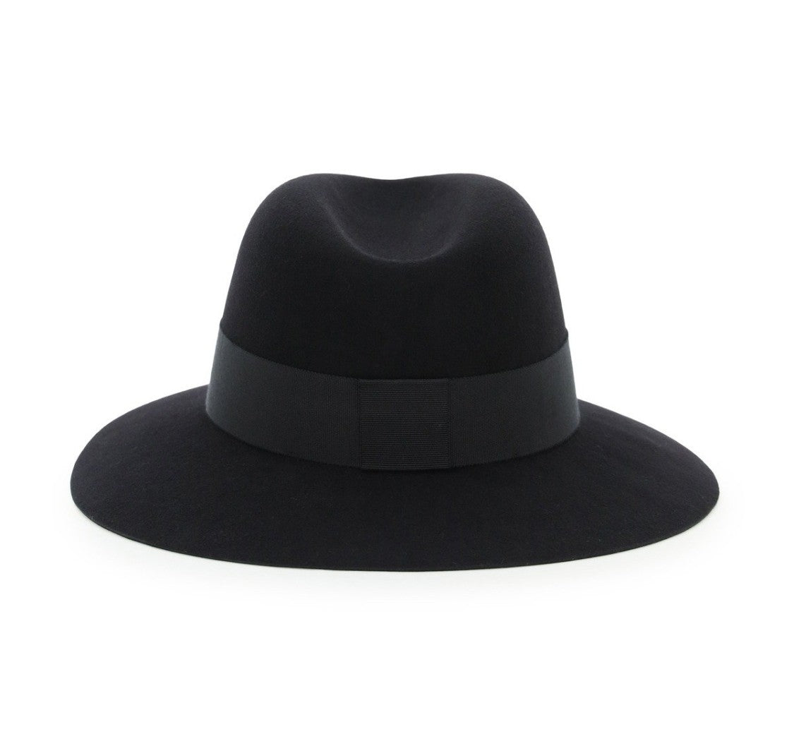 Maison Michel Wide-Brimmed Rabbit Felt Hat With Ribbon Band