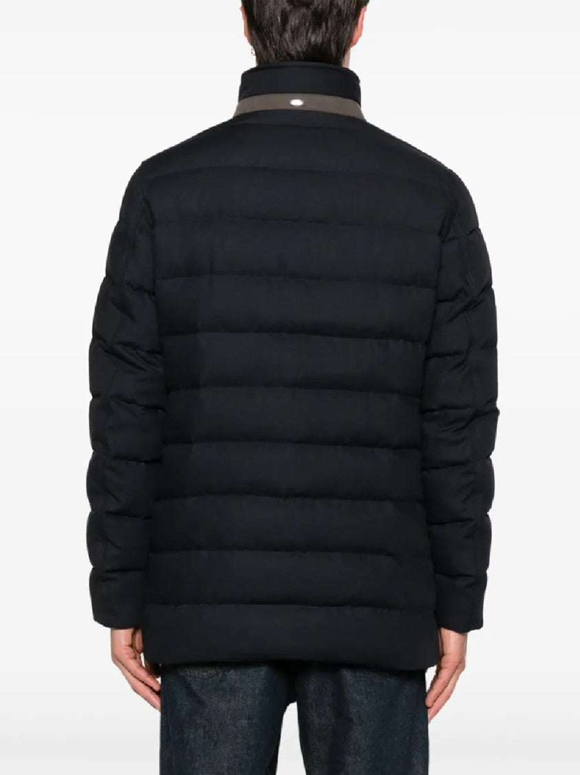 Herno Double-Breasted Puffer Jacket With Quilted Texture