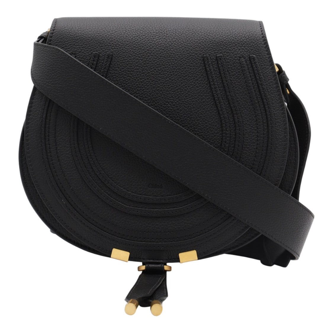 Chloé Gold-Tone Accent Structured Saddle Bag