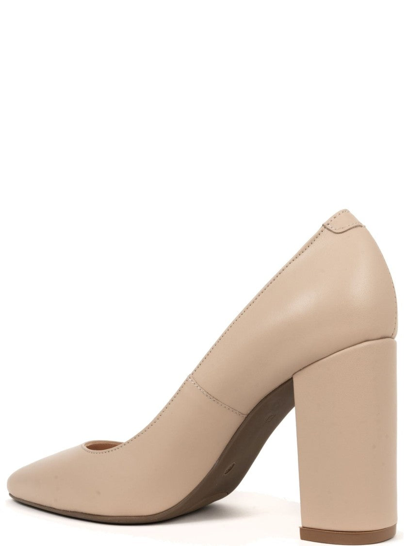 Sergio Moretti Beige Cow Leather Pumps With Pointed Toe