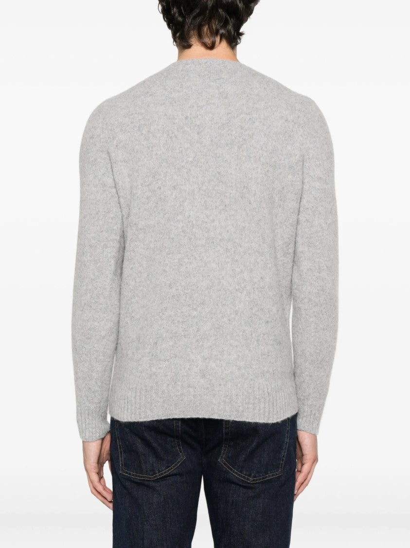 Drumohr Garzato Grey Fuzzy Crewneck Sweater